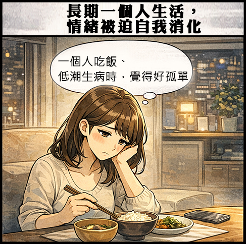 長期一個人生活，情緒被迫自我消化