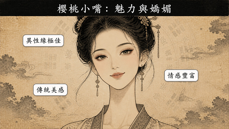 櫻桃小嘴、脖子細長的女人