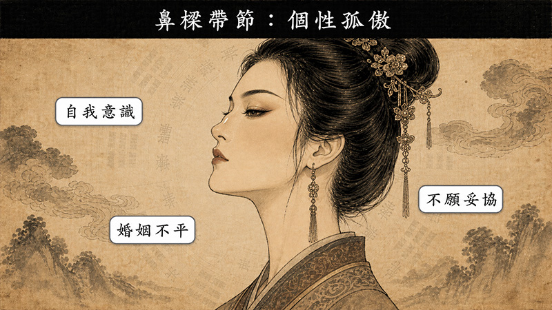鼻樑帶節、鼻子過於高挺的女人
