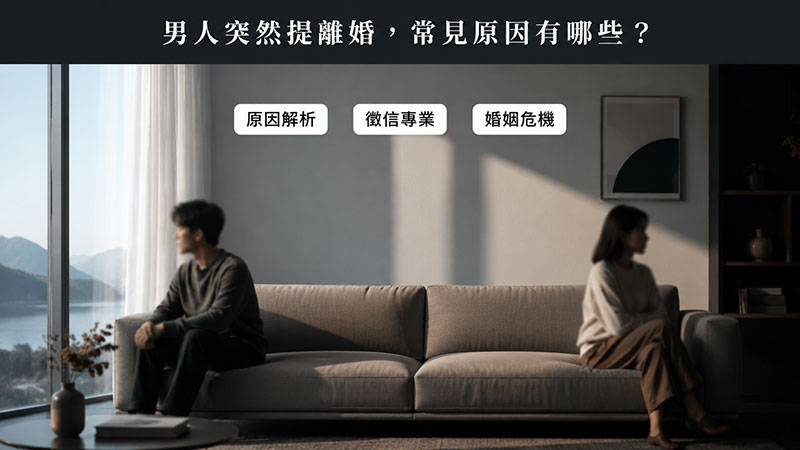 男人突然提離婚代表什麼?徵信社專家告訴您常見原因