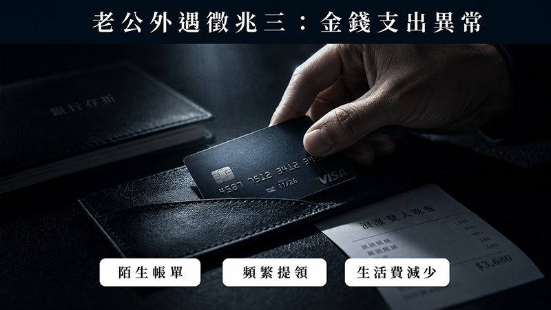 老公外遇常見徵兆三:消費紀錄或金錢支出變異常