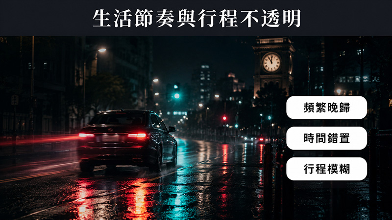 生活細節四:生活節奏變得不透明,行程說法前後不一致