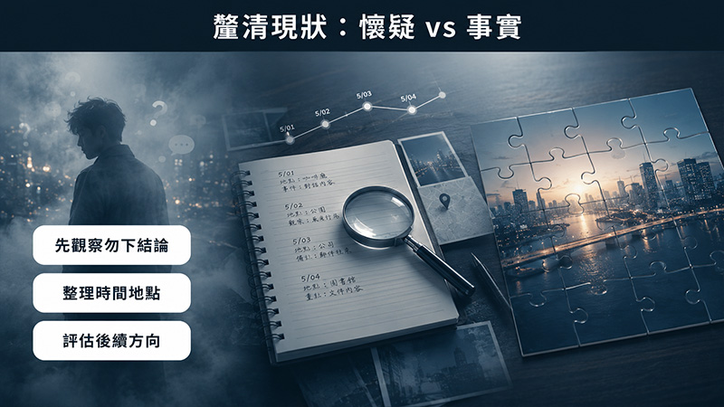 先分清楚,你現在掌握的是懷疑、線索,還是事實