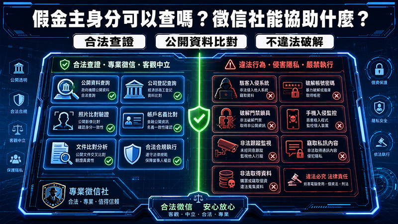 假金主身分可以查嗎?徵信社能協助什麼?