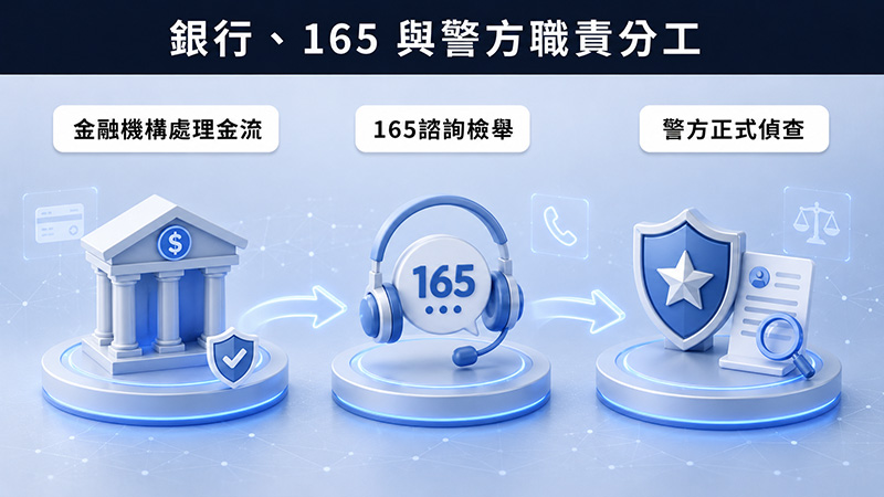 銀行、165與警方各自處理什麼?不要把三件事混在一起