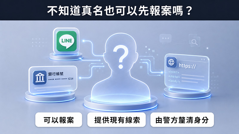 不知道對方真名,也可以先報案嗎?