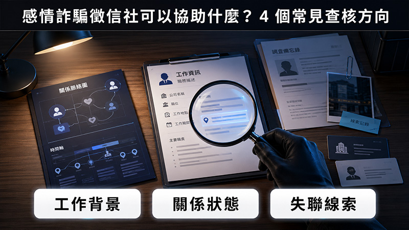 感情詐騙徵信社可以協助什麼?4 個常見查核方向
