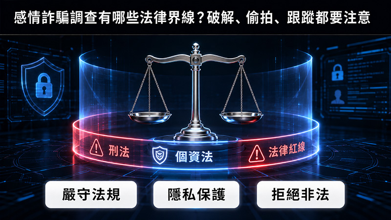感情詐騙調查有哪些法律界線?破解、偷拍、跟蹤都要注意