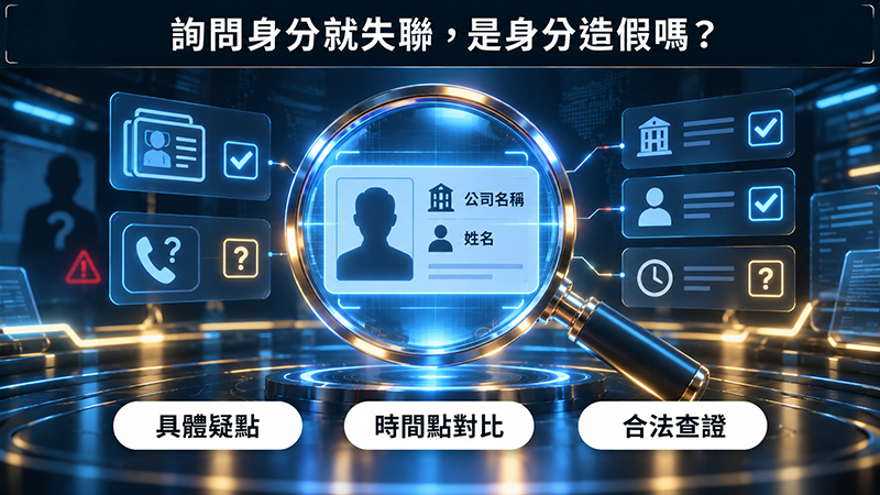 一問照片、姓名或工作就失聯,是身分造假嗎?先看失聯前是否已有具體疑點