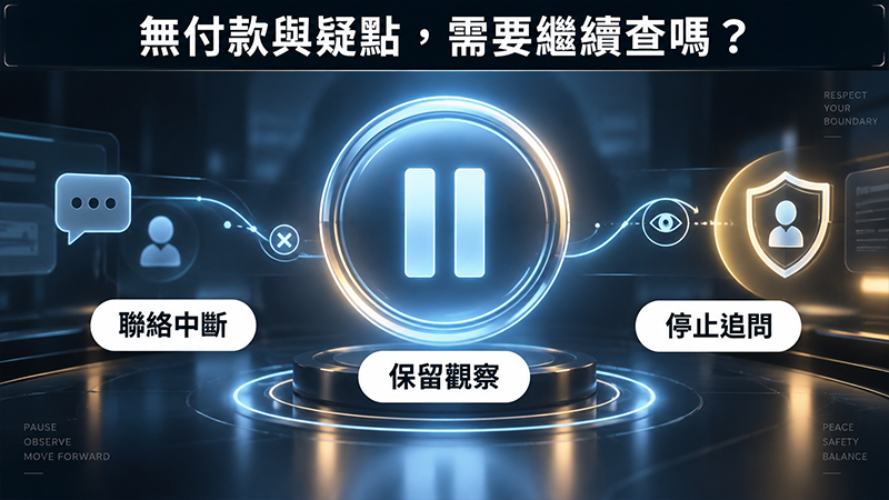 只有不回訊息,沒有付款也沒有具體疑點,需要繼續查嗎?