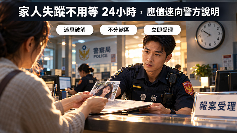 家人失蹤不用等 24 小時，應儘速向警方說明