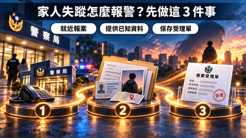 家人失蹤怎麼報警？先做這 3 件事
