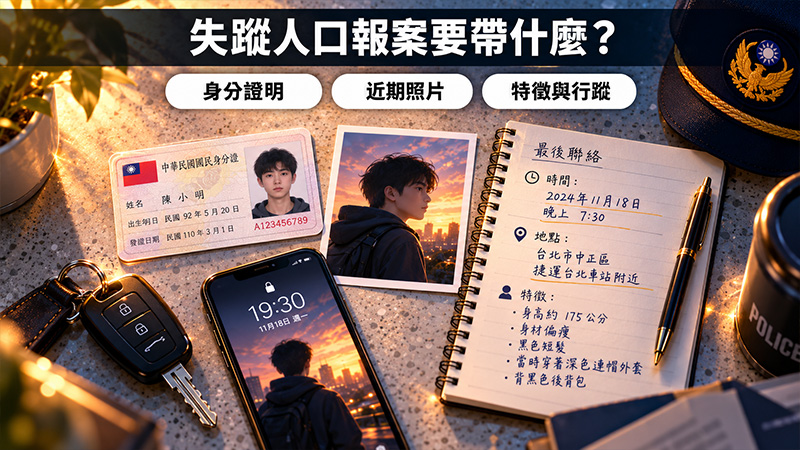 失蹤人口報案要帶什麼？資料越具體，越有利於警方掌握方向