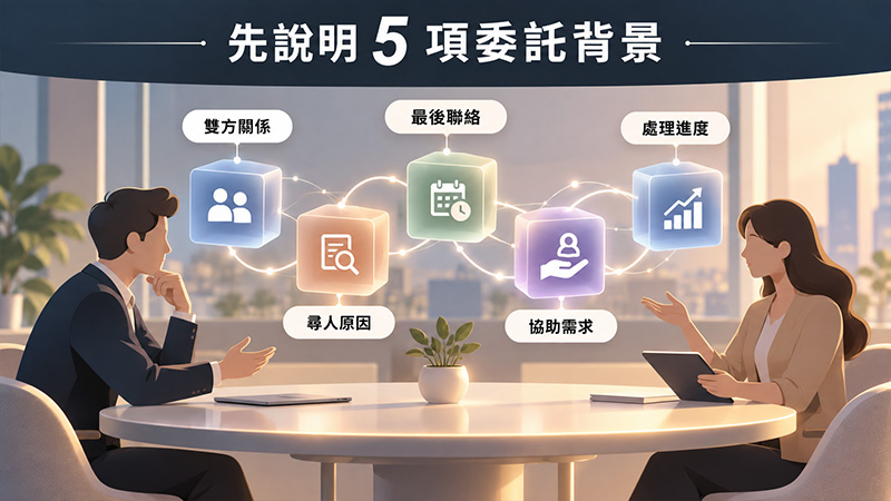 尋人資料不用全部齊全,先說明這 5 項委託背景