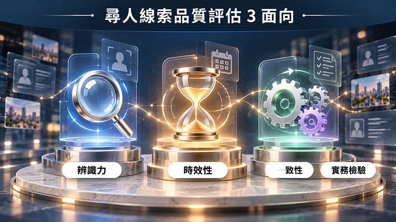 如何判斷尋人線索品質?看辨識力、時效性與一致性