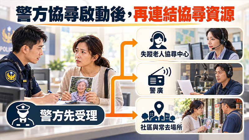 除了報警，還能透過哪些協尋資源尋找失智長輩？